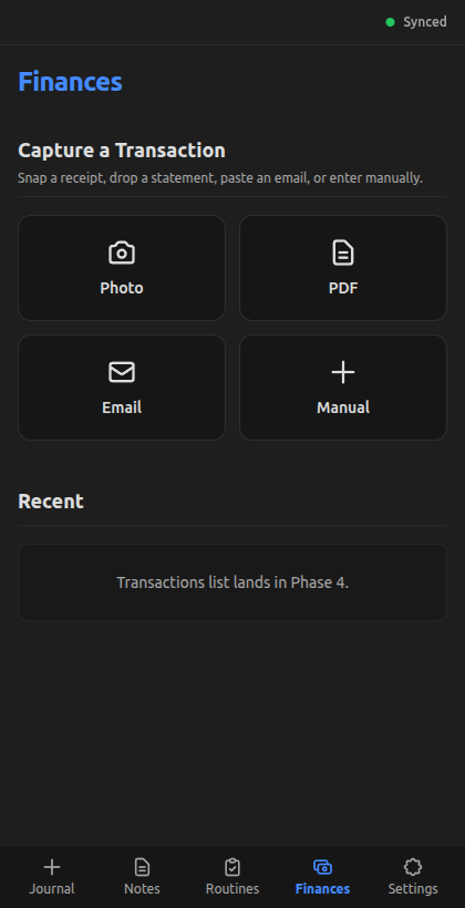 Finances home with capture tiles